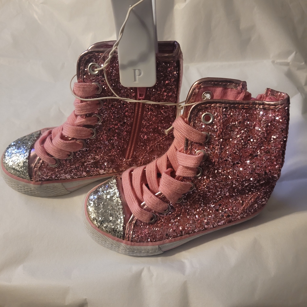 The Children's Place Pink Glitter High-Top Sneakers